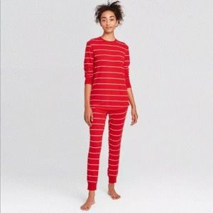 Stars Above Women's Red Striped Thermal Long Sleeve Shirt & Pants 2Pc Pajamas